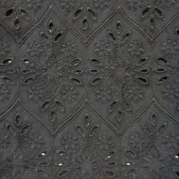 NWT Sezane Louisah Blouse in Noir Black Sheer Eyelet Ruffle Neck Top 46 US 14 - Picture 7 of 10